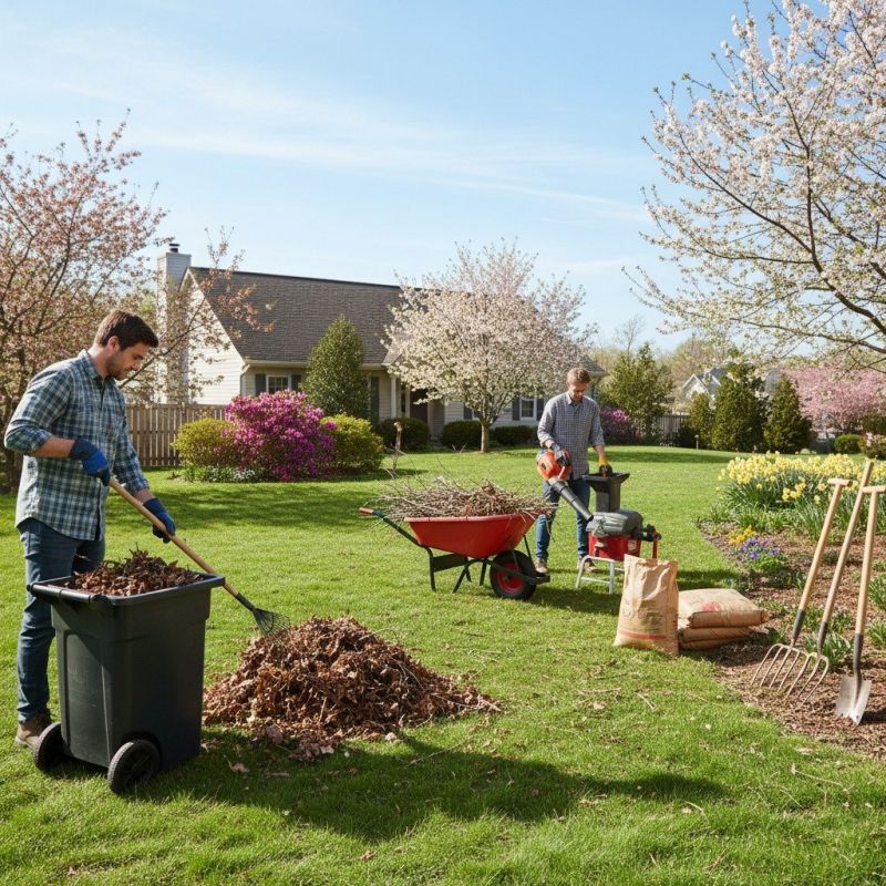 Local Spring Lawn Cleanup pros at work